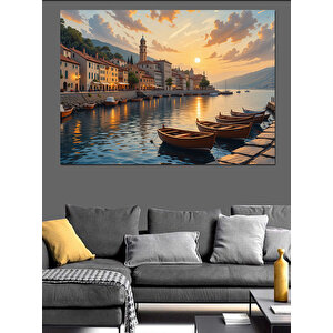 Venedik’te Gün Batımı Manzarası Dekoratif Kanvas - Mdf Ahşap Tablo 100x140 cm