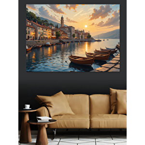 Venedik’te Gün Batımı Manzarası Dekoratif Kanvas - Mdf Ahşap Tablo 100x140 cm
