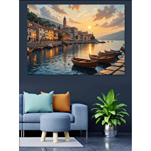 Venedik’te Gün Batımı Manzarası Dekoratif Kanvas - Mdf Ahşap Tablo