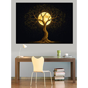 Karanlıkta Parlayan Ağaç Dekoratif Kanvas - Mdf Ahşap Tablo 50x70 cm
