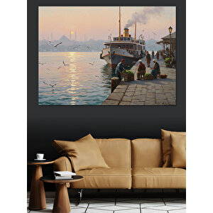 Vapurda Gün Batımı Bekleyişi Dekoratif Kanvas - Mdf Ahşap Tablo
