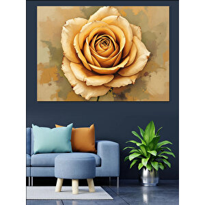 Altın Sarısı Gül Dekoratif Kanvas - Mdf Ahşap Tablo