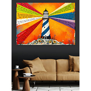 Gökkuşağı Deniz Feneri Dekoratif Kanvas - Mdf Ahşap Tablo