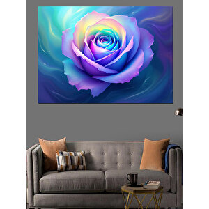 Renkli Işıltılı Gül Dekoratif Kanvas - Mdf Ahşap Tablo 50x70 cm
