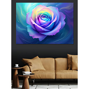 Renkli Işıltılı Gül Dekoratif Kanvas - Mdf Ahşap Tablo