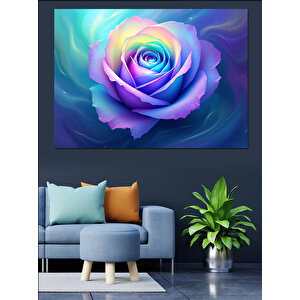 Renkli Işıltılı Gül Dekoratif Kanvas - Mdf Ahşap Tablo