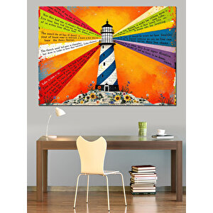 Gökkuşağı Deniz Feneri Dekoratif Kanvas - Mdf Ahşap Tablo 50x70 cm