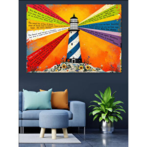 Gökkuşağı Deniz Feneri Dekoratif Kanvas - Mdf Ahşap Tablo