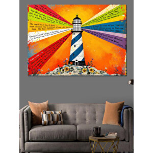 Gökkuşağı Deniz Feneri Dekoratif Kanvas - Mdf Ahşap Tablo 70x100 cm