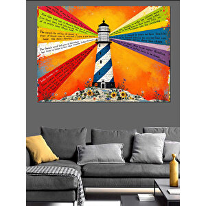 Gökkuşağı Deniz Feneri Dekoratif Kanvas - Mdf Ahşap Tablo 70x100 cm