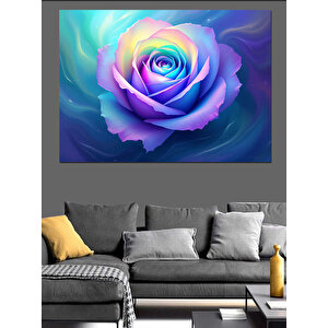 Renkli Işıltılı Gül Dekoratif Kanvas - Mdf Ahşap Tablo 35x50 cm