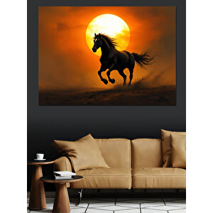 Gün Batımında Koşan At Dekoratif Kanvas - Mdf Ahşap Tablo 25x35 cm