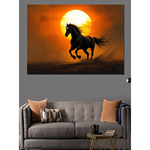 Gün Batımında Koşan At Dekoratif Kanvas - Mdf Ahşap Tablo