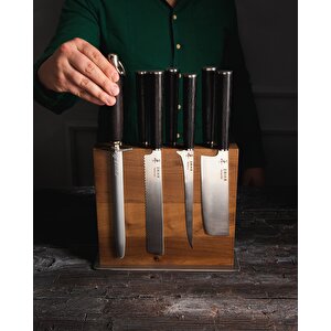9 Parça Stantlı Bıçak Seti ( 7 Bıçak+1 Masat+1 Mıknatıslı Ahşap Stant)