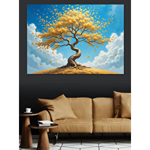 Bulutların Altında Yalnız Ağaç Dekoratif Kanvas - Mdf Ahşap Tablo