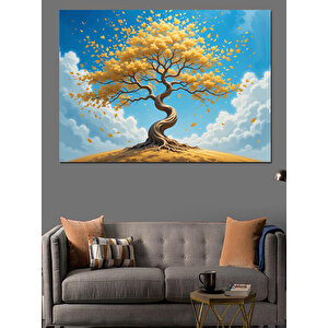 Bulutların Altında Yalnız Ağaç Dekoratif Kanvas - Mdf Ahşap Tablo 35x50 cm