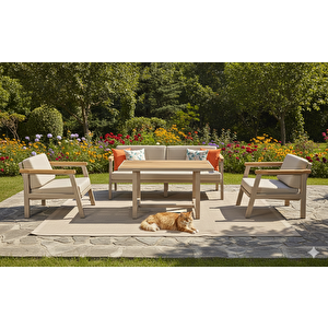 Alvaro Alüminyum Oturma Grubu Bahçe Balkon Koltuk Takımı 3+1+1+masa