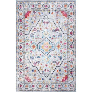 Private Gri Eskitme Vintage Halı Etnik Otantik Dokuma Şönil Halı Yıkanabilir Salon Halısı 95x250 cm