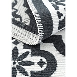 Cool Halı Perla Neo Prn 08 Antrasit Beyaz Pamuklu Banyo Balkon Kilimi Yıkanabilir Mutfak Kilim