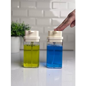 Okyanus Home Beyaz Deluxe Kare 2'li Şeffaf Sıvı Sabunluk