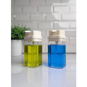 Okyanus Home Beyaz Deluxe Kare 2'li Şeffaf Sıvı Sabunluk