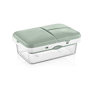 Yeşil-şeffaf 4 Bölmeli Clickli Lunch Box