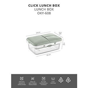 Yeşil-şeffaf 4 Bölmeli Clickli Lunch Box