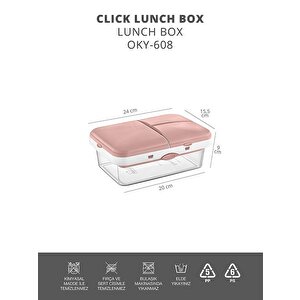 Pembe-şeffaf 4 Bölmeli Clickli Lunch Box