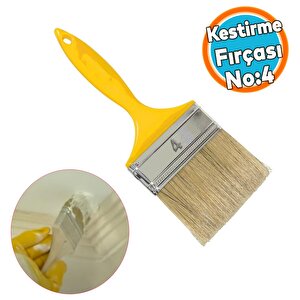 Kestirme Boyama Fırçası Plastik Saplı No 4 Numara Tavan Boya Kıl Fırça İç Dış Cephe