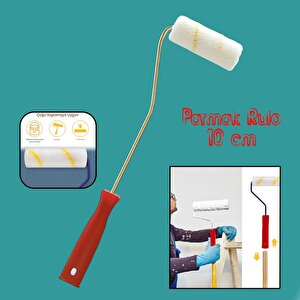 Parmak Rulo Saplı Duvar Boya Rulosu Fırça Saten Parmak Boyama Boyacı Tadilat Rulosu 10 Cm