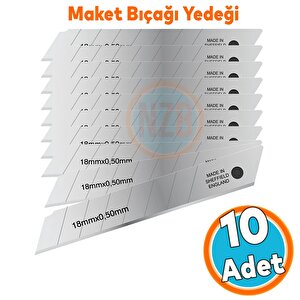 Maket Bıçağı Yedeği Ucu 0.50 Mm Kalınlık X 18 Mm Genişlik Bıçak Ucu Jileti̇thal 10 Adet 8 Dilim