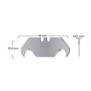Kancalı Rötuş Bıçak Yedeği Kesme Boynuz Bıçak Maket Bıçağı 10'lu Paket 18.8x51.5x0,61mm İthal