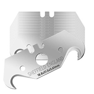 Kancalı Rötuş Bıçak Yedeği Kesme Boynuz Bıçak Maket Bıçağı 10'lu Paket 18.8x51.5x0,61mm İthal