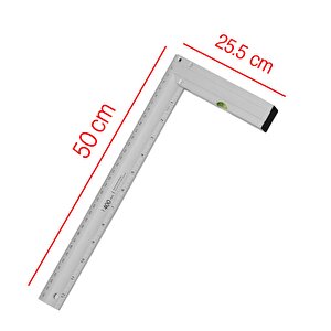 Su Terazili Alüminyum L Gönye Cetvel Ölçme Ölçüm Kaynak Kaynakçı Marangoz Gönyesi 500 Mm 50 Cm