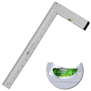 Su Terazili Alüminyum L Gönye Cetvel Ölçme Ölçüm Kaynak Kaynakçı Marangoz Gönyesi 500 Mm 50 Cm