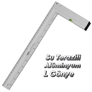 Su Terazili Alüminyum L Gönye Cetvel Ölçme Ölçüm Kaynak Kaynakçı Marangoz Gönyesi 500 Mm 50 Cm