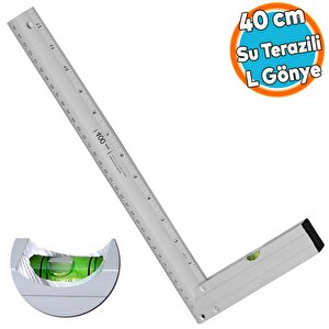 Su Terazili Alüminyum L Gönye Cetvel Ölçme Ölçüm Kaynak Kaynakçı Marangoz Gönyesi 400 Mm 40 Cm
