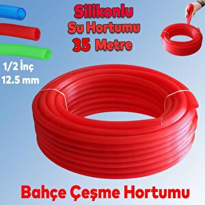 Bahçe Sulama Çeşme Su Hortumu İç Çap 1/2 Naturel Silikonlu Sulama Araç Yıkama Hortum 35 Metre