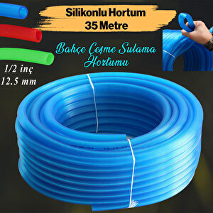 Bahçe Sulama Çeşme Su Hortumu İç Çap 1/2 Naturel Silikonlu Sulama Araç Yıkama Hortum 35 Metre