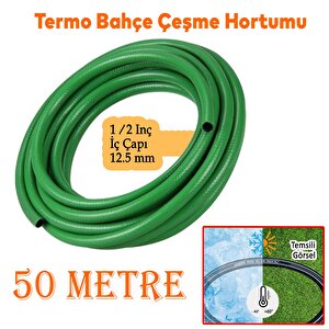 Termo Bahçe Hortumu Dayanıklı 3 Katlı Sağlam Çeşme Su Sulama Yıkama Hortum 50 Metre 12.5 Mm 1/2"