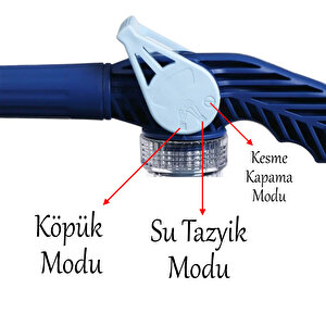 Araç Yıkama Köpürtme Tabancası Bahçe Sulama 8 Fonksiyonlu Deterjan Hazneli Hortum Bağlantılı 1 Adet