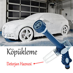 Araç Yıkama Köpürtme Tabancası Bahçe Sulama 8 Fonksiyonlu Deterjan Hazneli Hortum Bağlantılı 1 Adet