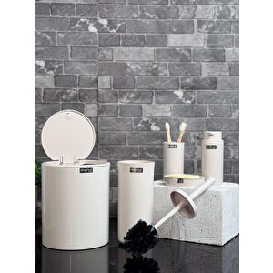 Bej Yuvarlak 5'li Banyo Seti