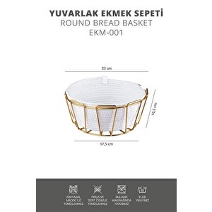 Okyanus Home Beyaz-altın Detaylı Hasır Örme Şık Ekmeklik
