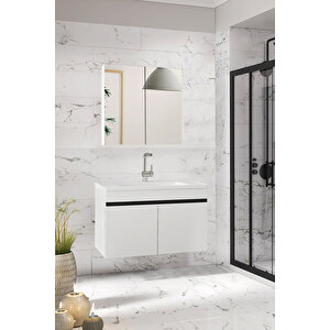 Viola-m 80 Cm Komple Mdf Banyo Dolabı, Seramik Lavabolu Banyo Dolabı Seti -b-sı