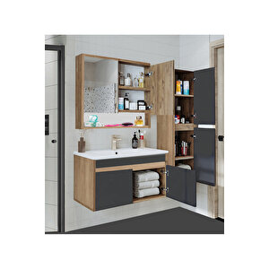 Serena Ea 80 Cm Seramik Lavabolu Banyo Dolabı Seti, Boy Dolaplı, Mdf, 80+35 Cm-ant-ant