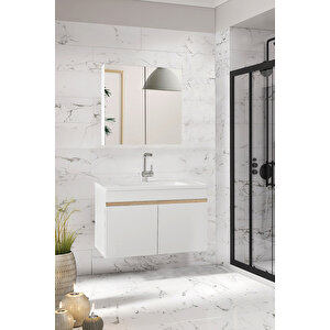 Viola-m 80 Cm Komple Mdf Banyo Dolabı, Seramik Lavabolu Banyo Dolabı Seti -b-sa
