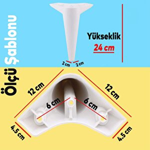 Mobilya Kanepe Sehpa Tv Ünitesi Koltuk Ayağı 24 Cm Beyaz Baza Ayak 4 Adet