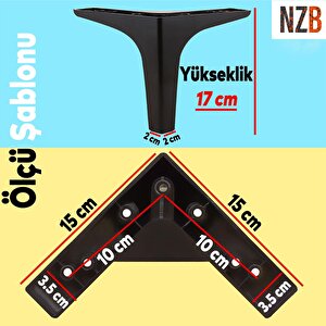 Lüks Mobilya Kanepe Sehpa Tv Ünitesi Koltuk Ayağı 17 Cm Siyah Baza Ayak