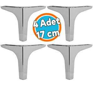 Mobilya Kanepe Sehpa Tv Ünitesi Koltuk Ayağı 17 Cm Parlak Krom Baza Ayak 4 Adet